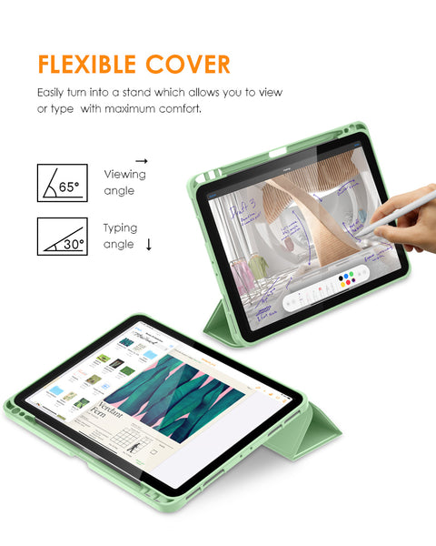 DTTO Case for iPad Pro 11 inch 4th/3rd/2nd/1st Generation 2022/2021/2020/2018, Slim Trifold Stand Soft TPU Back Cover with Built-in Pencil Holder,Also Fit iPad Air 5/4, [Auto Sleep/Wake],Navy Blue