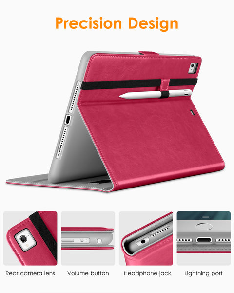 DTTO for iPad 9.7 Inch 5th/6th Generation 2018/2017 Case with Apple Pencil Holder, Premium Leather Folio Stand Cover Case for Apple iPad 9.7 inch, Also Fit iPad Pro 9.7/Air 2/Air - Black