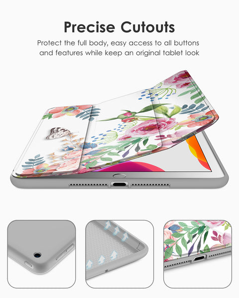 DTTO iPad 9th/ 8th/ 7th Generation 10.2 Case, Lightweight Soft TPU Back for iPad 10.2 Inch (2021/2020/2019) [Auto Wake/Sleep + Trifold Stand] - Rose Gold