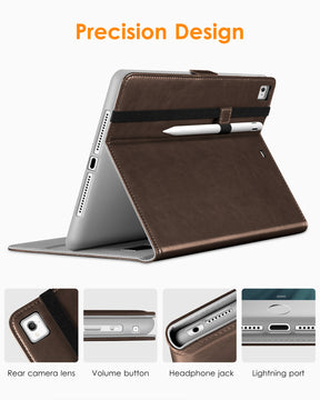 DTTO for iPad 9.7 Inch 5th/6th Generation 2018/2017 Case with Apple Pencil Holder, Premium Leather Folio Stand Cover Case for Apple iPad 9.7 inch, Also Fit iPad Pro 9.7/Air 2/Air - Black