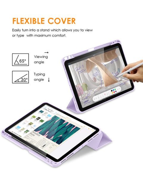 DTTO Case for iPad Pro 11 inch 4th/3rd/2nd/1st Generation 2022/2021/2020/2018, Slim Trifold Stand Soft TPU Back Cover with Built-in Pencil Holder,Also Fit iPad Air 5/4, [Auto Sleep/Wake],Navy Blue