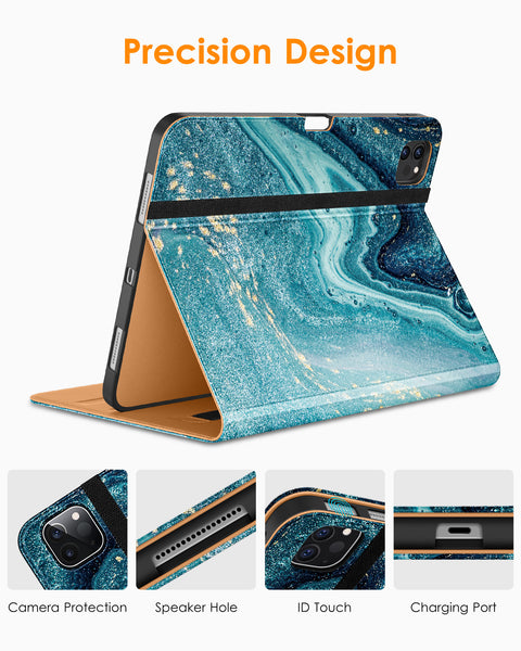 DTTO iPad Pro 12.9 6th / 5th / 4th / 3rd Generation Case 2022/2021/2020/2018, Premium Leather Folio Stand Cover with Built-in Apple Pencil Holder -Auto Wake/Sleep and Multi Viewing Angles,Brown