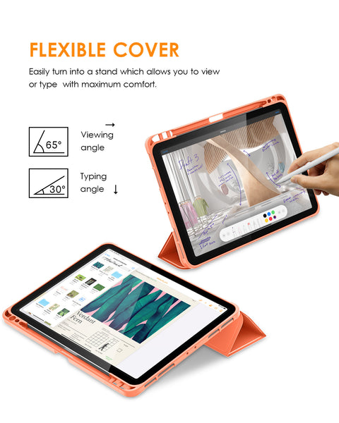 DTTO Case for iPad Pro 11 inch 4th/3rd/2nd/1st Generation 2022/2021/2020/2018, Slim Trifold Stand Soft TPU Back Cover with Built-in Pencil Holder,Also Fit iPad Air 5/4, [Auto Sleep/Wake],Navy Blue