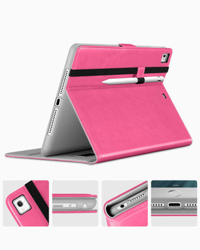 DTTO for iPad 9.7 Inch 5th/6th Generation 2018/2017 Case with Apple Pencil Holder, Premium Leather Folio Stand Cover Case for Apple iPad 9.7 inch, Also Fit iPad Pro 9.7/Air 2/Air - Black