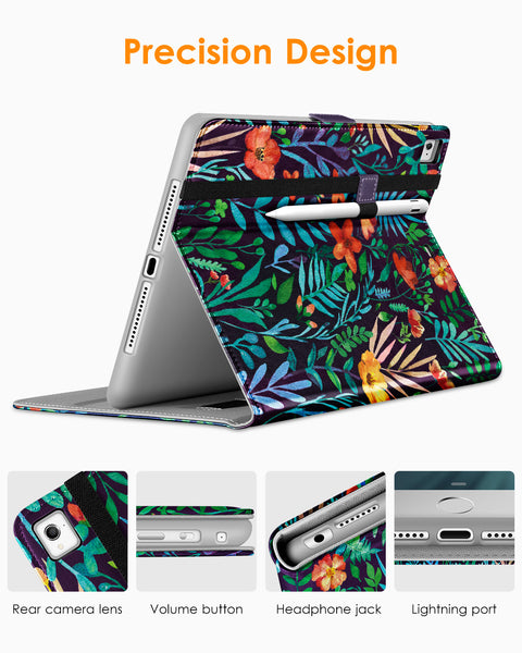 DTTO for iPad 9.7 Inch 5th/6th Generation 2018/2017 Case with Apple Pencil Holder, Premium Leather Folio Stand Cover Case for Apple iPad 9.7 inch, Also Fit iPad Pro 9.7/Air 2/Air - Black