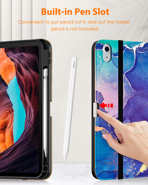 DTTO iPad 10th Generation Case 10.9 Inch 2022, Premium Leather Business Folio Stand Cover with Pencil Holder - Auto Wake/Sleep and Multiple Viewing Angles, Brown