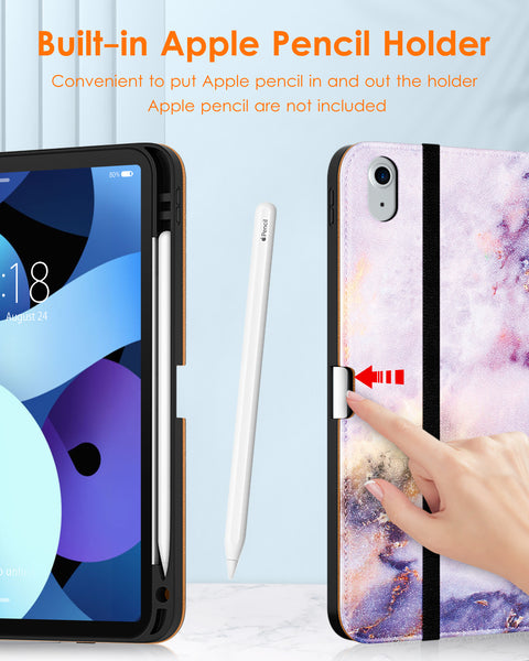 DTTO iPad Air 5th Generation Case (2022) / iPad Air 4th Generation Case (2020) 10.9 Inch, Premium Leather Business Folio Stand Cover with Pencil Holder [2nd Pencil Charging] for iPad Air 5/4, Brown