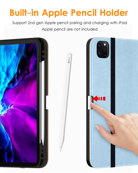 DTTO iPad Pro 12.9 6th / 5th / 4th / 3rd Generation Case 2022/2021/2020/2018, Premium Leather Folio Stand Cover with Built-in Apple Pencil Holder -Auto Wake/Sleep and Multi Viewing Angles,Brown