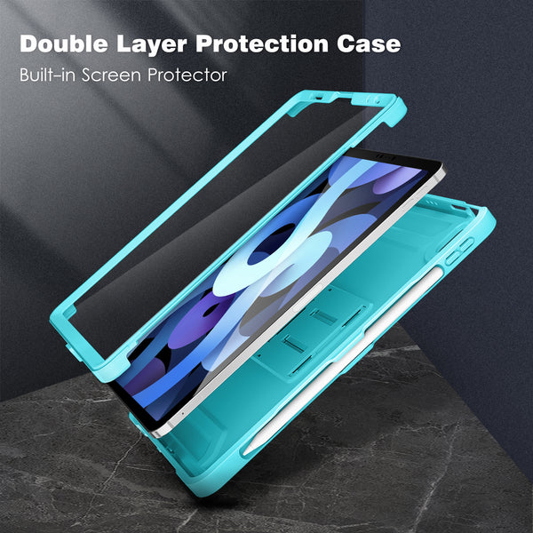 DTTO Case for iPad Air 5th / 4th Generation Case 10.9 Inch 2022/2020 with Pencil Holder, [Screen Protector] Shockproof Full Body Protective Cover, Also Fit iPad Pro 11 2021/2020/2018 - Black