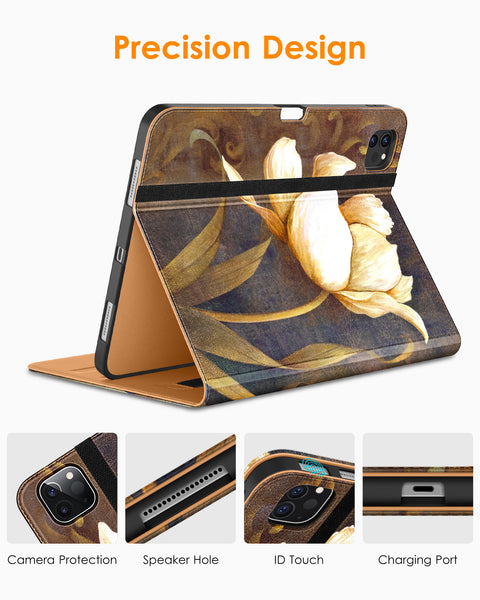 DTTO iPad Pro 12.9 6th / 5th / 4th / 3rd Generation Case 2022/2021/2020/2018, Premium Leather Folio Stand Cover with Built-in Apple Pencil Holder -Auto Wake/Sleep and Multi Viewing Angles,Brown