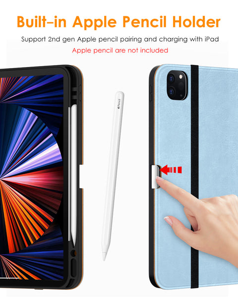 DTTO Case for iPad Pro 11 Inch 4th/3rd/2nd/1st Generation 2022/2021/2020/2018,Premium PU Leather Folio Stand Cover with Hand Strap,Fit iPad Air 4/5 - Auto Wake/Sleep,Multiple Viewing Angles, Brown