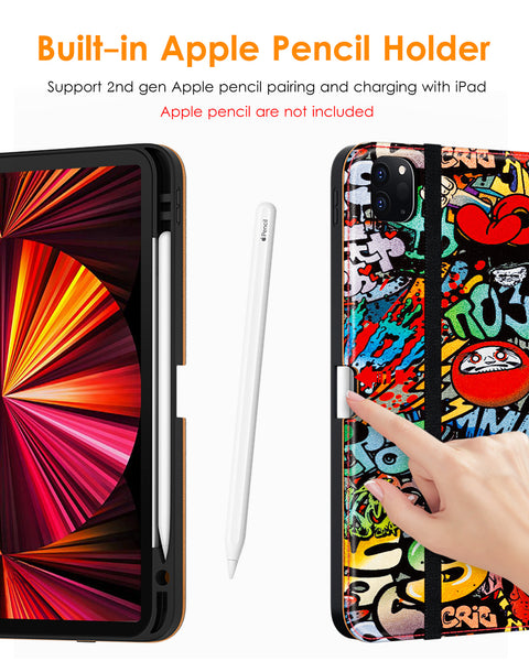 DTTO Case for iPad Pro 11 Inch 4th/3rd/2nd/1st Generation 2022/2021/2020/2018,Premium PU Leather Folio Stand Cover with Hand Strap,Fit iPad Air 4/5 - Auto Wake/Sleep,Multiple Viewing Angles, Brown