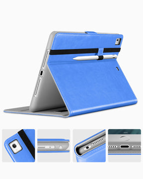 DTTO for iPad 9.7 Inch 5th/6th Generation 2018/2017 Case with Apple Pencil Holder, Premium Leather Folio Stand Cover Case for Apple iPad 9.7 inch, Also Fit iPad Pro 9.7/Air 2/Air - Black