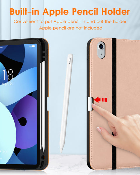 DTTO iPad Air 5th Generation Case (2022) / iPad Air 4th Generation Case (2020) 10.9 Inch, Premium Leather Business Folio Stand Cover with Pencil Holder [2nd Pencil Charging] for iPad Air 5/4, Brown