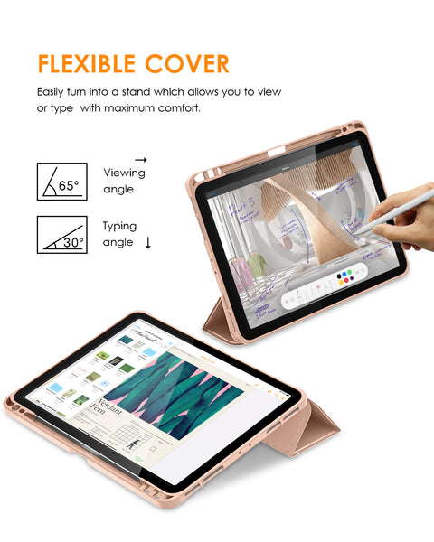 DTTO Case for iPad Pro 11 inch 4th/3rd/2nd/1st Generation 2022/2021/2020/2018, Slim Trifold Stand Soft TPU Back Cover with Built-in Pencil Holder,Also Fit iPad Air 5/4, [Auto Sleep/Wake],Navy Blue