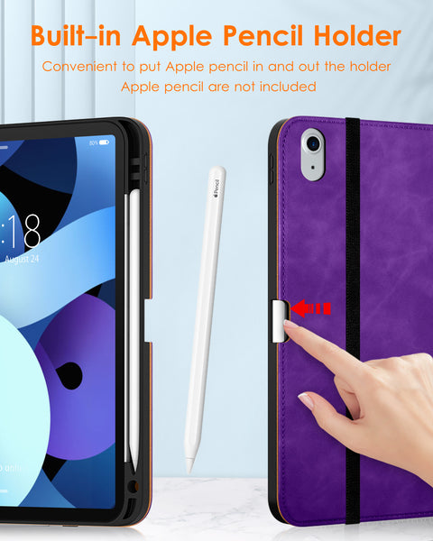 DTTO iPad Air 5th Generation Case (2022) / iPad Air 4th Generation Case (2020) 10.9 Inch, Premium Leather Business Folio Stand Cover with Pencil Holder [2nd Pencil Charging] for iPad Air 5/4, Brown