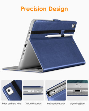 DTTO for iPad 9.7 Inch 5th/6th Generation 2018/2017 Case with Apple Pencil Holder, Premium Leather Folio Stand Cover Case for Apple iPad 9.7 inch, Also Fit iPad Pro 9.7/Air 2/Air - Black