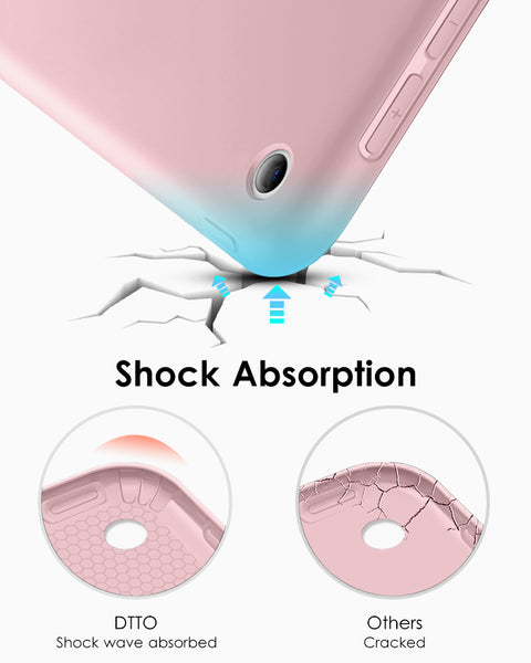 DTTO iPad 9th/ 8th/ 7th Generation 10.2 Case, Lightweight Soft TPU Back for iPad 10.2 Inch (2021/2020/2019) [Auto Wake/Sleep + Trifold Stand] - Rose Gold