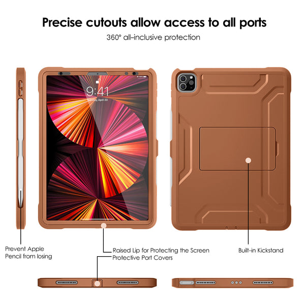 DTTO New iPad Pro 11 inch Case 2022(4th Gen)/2021(3rd Gen), [Screen Protector] Dual Layer Full Body Protection Cover with Pencil Holder, Also Fit iPad Pro 11’’ 2020&2018/iPad Air 5/Air 4 - Black