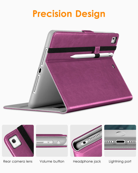 DTTO for iPad 9.7 Inch 5th/6th Generation 2018/2017 Case with Apple Pencil Holder, Premium Leather Folio Stand Cover Case for Apple iPad 9.7 inch, Also Fit iPad Pro 9.7/Air 2/Air - Black