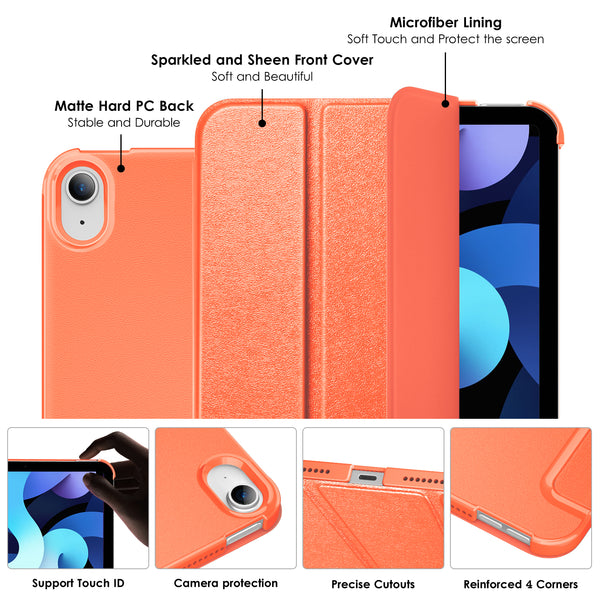 DTTO iPad Air Case 5th / 4th Generation 10.9 Inch, Hard Back, Sparkled and Sheen Front Cover for iPad Air 10.9" 5th / 4th Gen 2022 2020, Support 2nd Gen Pencil, Auto Sleep/Wake - Snow Blue