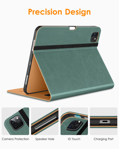 DTTO iPad Pro 12.9 6th / 5th / 4th / 3rd Generation Case 2022/2021/2020/2018, Premium Leather Folio Stand Cover with Built-in Apple Pencil Holder -Auto Wake/Sleep and Multi Viewing Angles,Brown