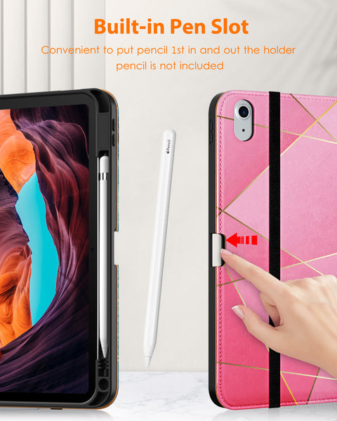 DTTO iPad 10th Generation Case 10.9 Inch 2022, Premium Leather Business Folio Stand Cover with Pencil Holder - Auto Wake/Sleep and Multiple Viewing Angles, Brown