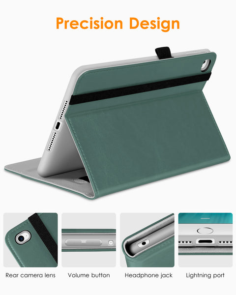 DTTO iPad Mini 4 Case, Premium Leather Folio Stand Cover Case with Multi-Angle Viewing and Auto Wake-Sleep Function, Front Pocket for Apple iPad Mini 4 - Brown