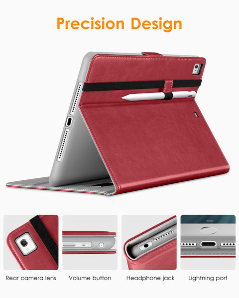 DTTO for iPad 9.7 Inch 5th/6th Generation 2018/2017 Case with Apple Pencil Holder, Premium Leather Folio Stand Cover Case for Apple iPad 9.7 inch, Also Fit iPad Pro 9.7/Air 2/Air - Black