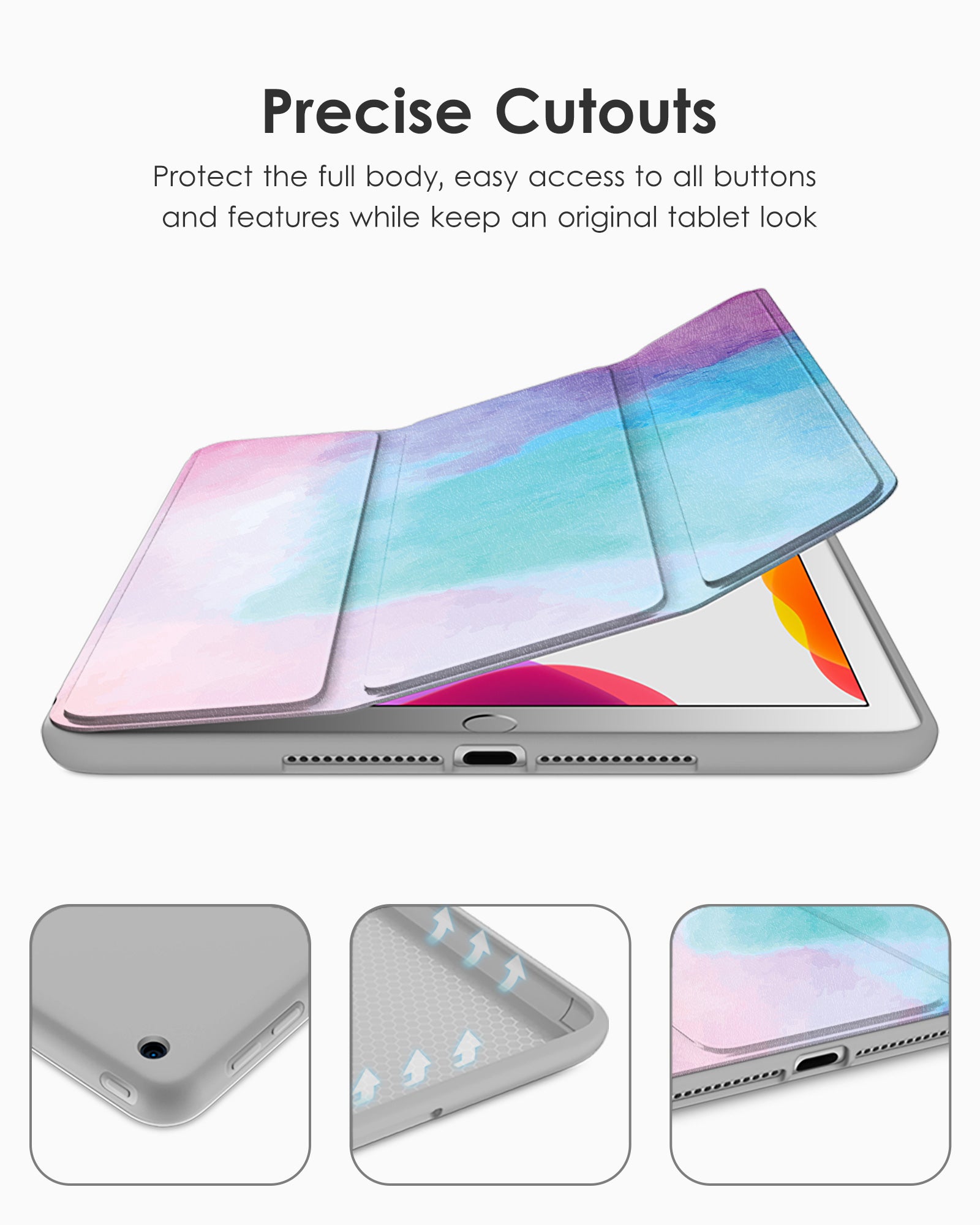 DTTO iPad 9th/ 8th/ 7th Generation 10.2 Case, Lightweight Soft TPU Back for iPad 10.2 Inch (2021/2020/2019) [Auto Wake/Sleep + Trifold Stand] - Rose Gold