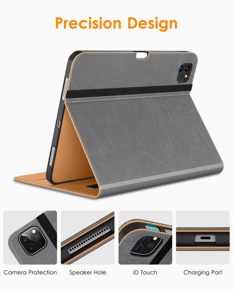 DTTO iPad Pro 12.9 6th / 5th / 4th / 3rd Generation Case 2022/2021/2020/2018, Premium Leather Folio Stand Cover with Built-in Apple Pencil Holder -Auto Wake/Sleep and Multi Viewing Angles,Brown