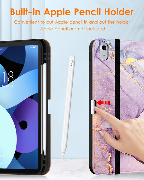 DTTO iPad Air 5th Generation Case (2022) / iPad Air 4th Generation Case (2020) 10.9 Inch, Premium Leather Business Folio Stand Cover with Pencil Holder [2nd Pencil Charging] for iPad Air 5/4, Brown