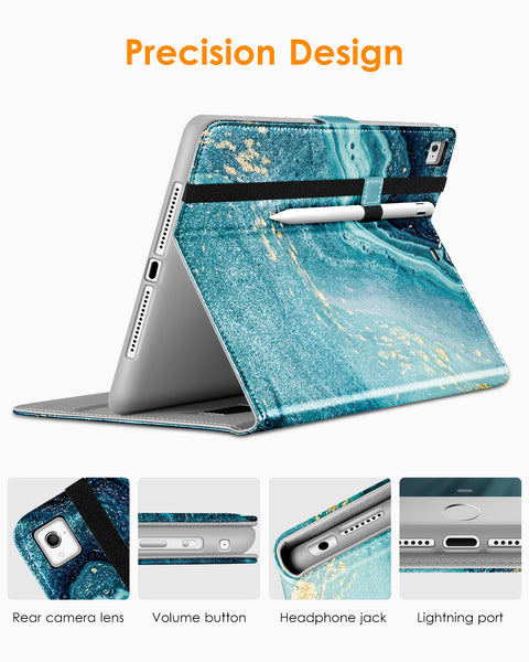 DTTO for iPad 9.7 Inch 5th/6th Generation 2018/2017 Case with Apple Pencil Holder, Premium Leather Folio Stand Cover Case for Apple iPad 9.7 inch, Also Fit iPad Pro 9.7/Air 2/Air - Black