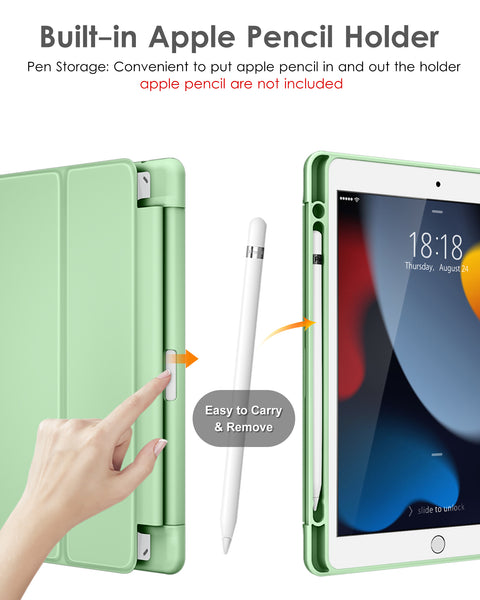 DTTO for iPad 9th/8th/7th Generation 10.2 inch 2021/2020/2019 Case, Lightweight Smart Trifold Stand with Hard PC Clear Transparent Back Shockproof Cover with Pencil Holder - Black