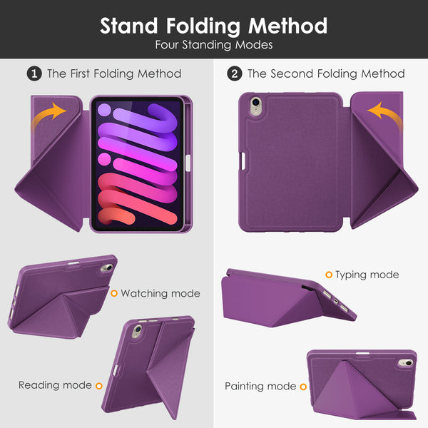 DTTO Case for iPad Mini 6th Gen 8.3 Inch 2021 with Pencil Holder, Multi - Angle Magnetic Standing Cover with TPU Back Shell [Auto Wake/Sleep], Black