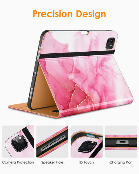 DTTO iPad Pro 12.9 6th / 5th / 4th / 3rd Generation Case 2022/2021/2020/2018, Premium Leather Folio Stand Cover with Built-in Apple Pencil Holder -Auto Wake/Sleep and Multi Viewing Angles,Brown