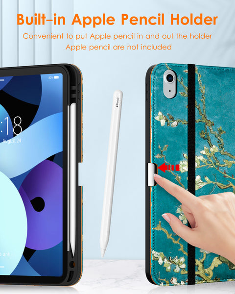 DTTO iPad Air 5th Generation Case (2022) / iPad Air 4th Generation Case (2020) 10.9 Inch, Premium Leather Business Folio Stand Cover with Pencil Holder [2nd Pencil Charging] for iPad Air 5/4, Brown