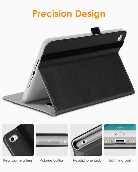 DTTO iPad Mini 4 Case, Premium Leather Folio Stand Cover Case with Multi-Angle Viewing and Auto Wake-Sleep Function, Front Pocket for Apple iPad Mini 4 - Brown