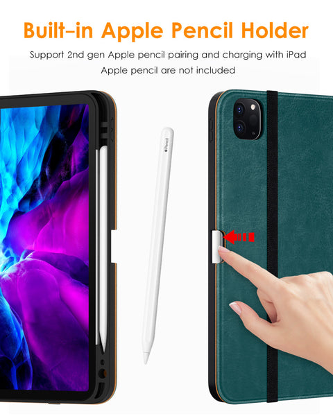 DTTO iPad Pro 12.9 6th / 5th / 4th / 3rd Generation Case 2022/2021/2020/2018, Premium Leather Folio Stand Cover with Built-in Apple Pencil Holder -Auto Wake/Sleep and Multi Viewing Angles,Brown