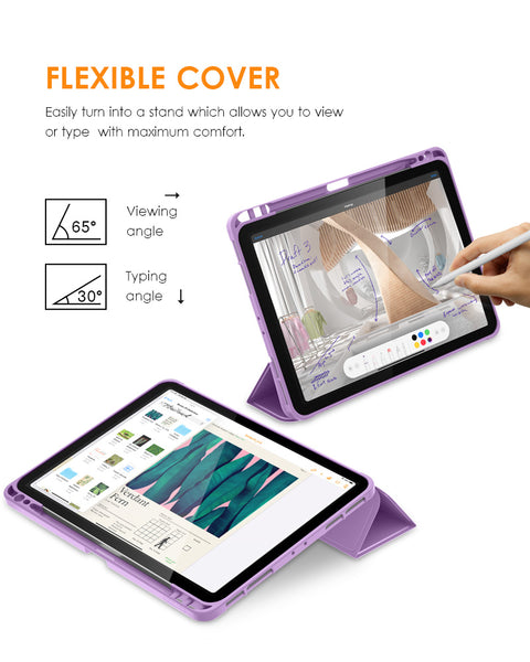 DTTO Case for iPad Pro 11 inch 4th/3rd/2nd/1st Generation 2022/2021/2020/2018, Slim Trifold Stand Soft TPU Back Cover with Built-in Pencil Holder,Also Fit iPad Air 5/4, [Auto Sleep/Wake],Navy Blue