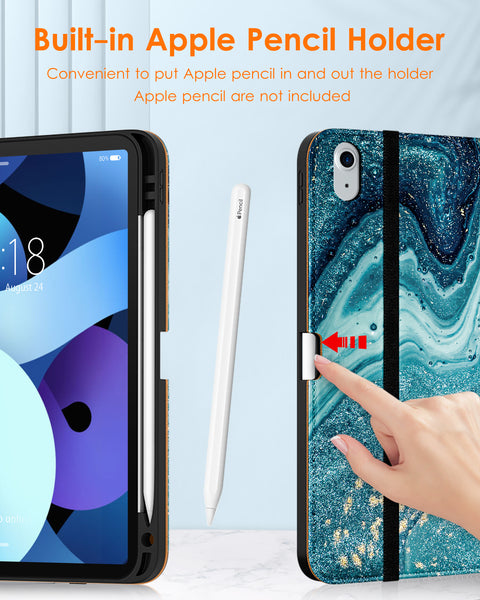 DTTO iPad Air 5th Generation Case (2022) / iPad Air 4th Generation Case (2020) 10.9 Inch, Premium Leather Business Folio Stand Cover with Pencil Holder [2nd Pencil Charging] for iPad Air 5/4, Brown