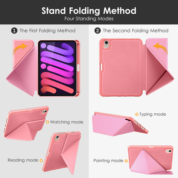 DTTO Case for iPad Mini 6th Gen 8.3 Inch 2021 with Pencil Holder, Multi - Angle Magnetic Standing Cover with TPU Back Shell [Auto Wake/Sleep], Black