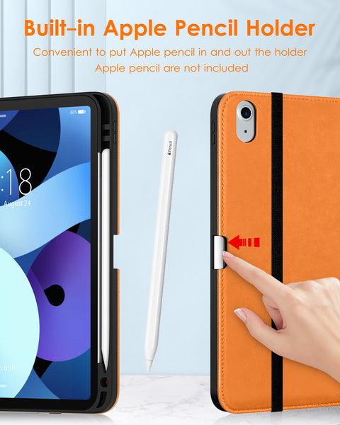 DTTO iPad Air 5th Generation Case (2022) / iPad Air 4th Generation Case (2020) 10.9 Inch, Premium Leather Business Folio Stand Cover with Pencil Holder [2nd Pencil Charging] for iPad Air 5/4, Brown