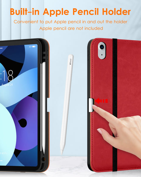 DTTO iPad Air 5th Generation Case (2022) / iPad Air 4th Generation Case (2020) 10.9 Inch, Premium Leather Business Folio Stand Cover with Pencil Holder [2nd Pencil Charging] for iPad Air 5/4, Brown