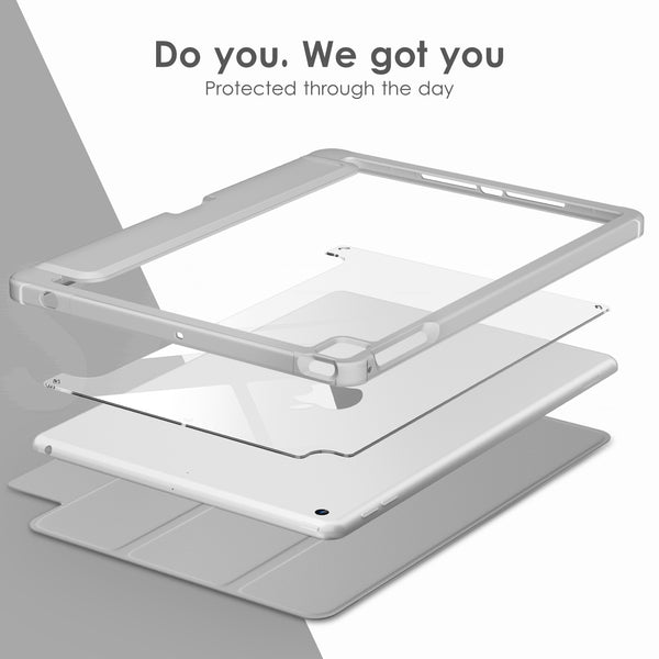 DTTOCASE for iPad 6th / 5th Generation 9.7 inch Case (2018/2017), iPad Air 2 & 1 (2014/2013) Case, Clear Back, Smart Cover [Built-in Pencil Holder, Auto Sleep/Wake] - Rose Gold