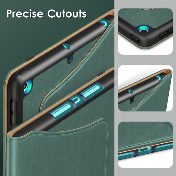 DTTO Rotating Case for iPad 9th/8th/7th Generation 10.2 Inch 2021/2020/2019, 360 Degree Rotating Premium Leather Folio Stand Protective Cover with Pencil Holder - Auto Wake/Sleep and Hand Strap, Brown