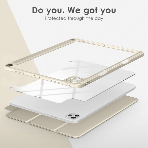 DTTOCASE iPad Pro 12.9 Case 6th / 5th / 4th / 3rd Generation 2022/2021 / 2020/2018,12.9 inch Clear Back Cover[Built-in Pencil Holder,Auto Sleep/Wake,Camera Protection] for iPad Pro-Blue Purple