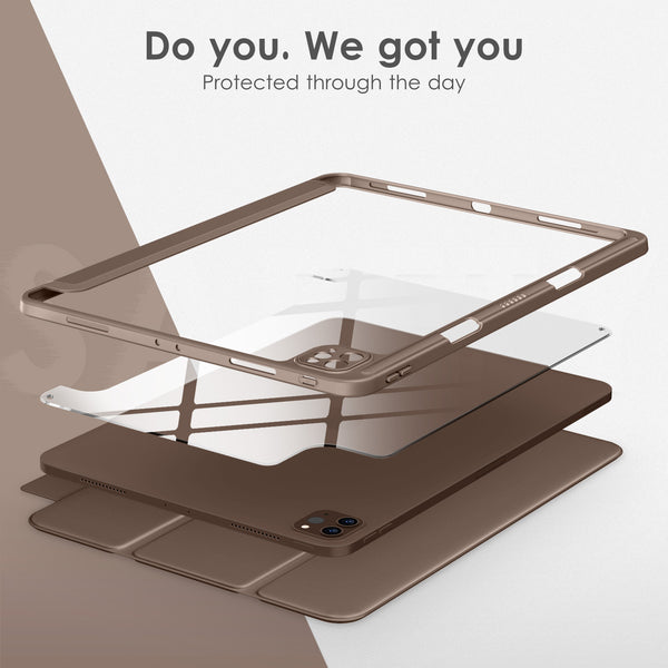 DTTOCASE iPad Pro 12.9 Case 6th / 5th / 4th / 3rd Generation 2022/2021 / 2020/2018,12.9 inch Clear Back Cover[Built-in Pencil Holder,Auto Sleep/Wake,Camera Protection] for iPad Pro-Blue Purple