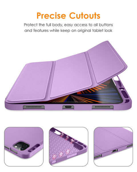 DTTO iPad Pro 12.9 case 2021 [Full Body Protection+Apple 2nd Pencil Charging+ Auto Sleep/Wake] Soft TPU Smart Back Cover Case, Ice Blue