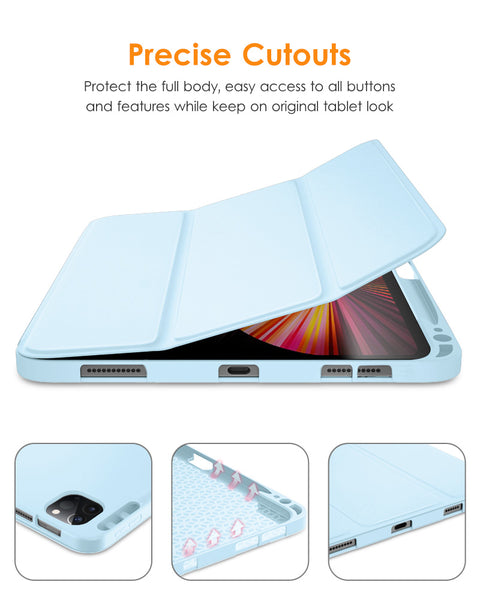 DTTOCASE iPad Pro 11 inch Case, Soft Smart Cover with Pencil Holder for iPad Pro 11-inch 4th/3rd/2nd/1st Generation (2022/2021/2020/2018 Released)，Auto Sleep/Wake, Midnight Blue